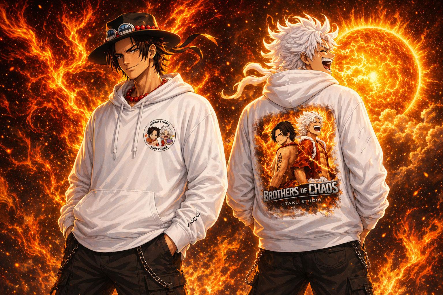 Sweat à Capuche Brothers of Chaos —Luffy x Ace