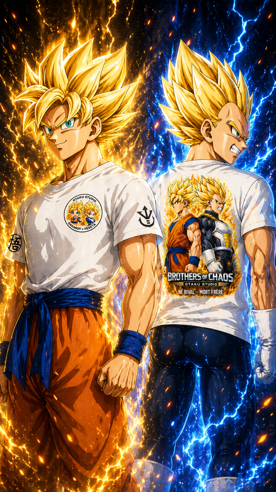 T-Shirt Brothers of Chaos — Kakarot x Vegeta
