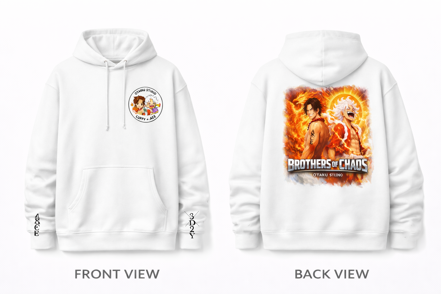 Sweat à Capuche Brothers of Chaos —Luffy x Ace – Image 2
